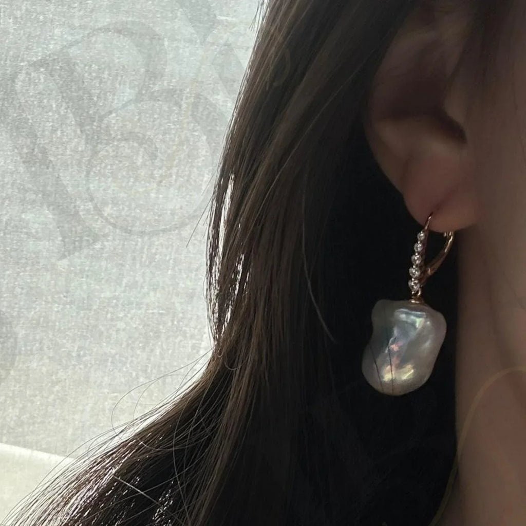 Baroque Pearl Drop Earrings - 18k Gold Vermeil - Irregular Beauty Pearl