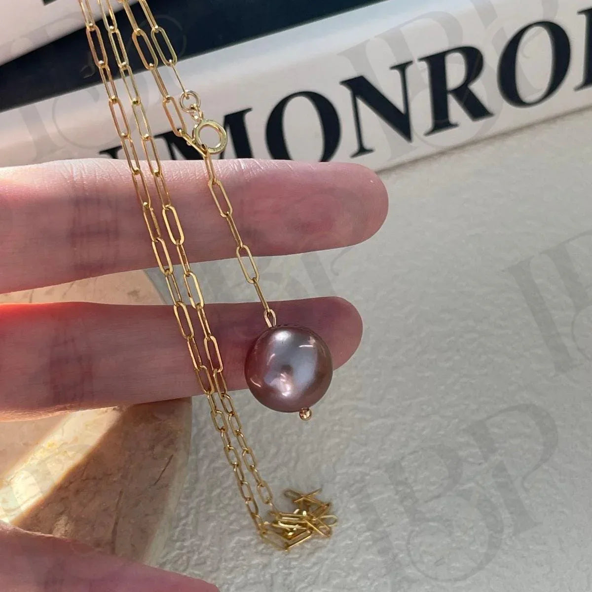 Lavender Purple Pearl Necklace - 14k Gold Filled Chain - Irregular Beauty Pearl