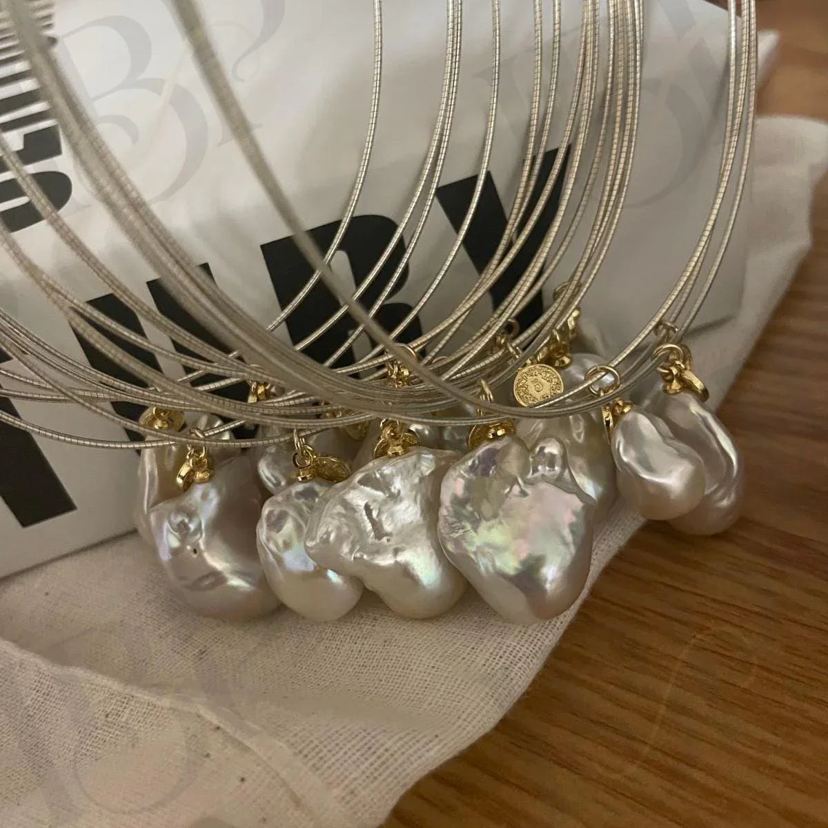 Baroque Pearl Necklace with Coin Charm - Irregular Beauty Pearl