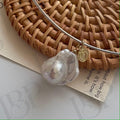 Baroque Pearl Necklace with Coin Charm - Irregular Beauty Pearl