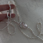 Large Baroque Pearl Double Layer Necklace - 925 Sterling Silver - Irregular Beauty Pearl