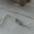 Large Baroque Pearl Double Layer Necklace - 925 Sterling Silver - Irregular Beauty Pearl