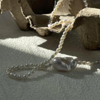 Large Baroque Pearl Double Layer Necklace - 925 Sterling Silver - Irregular Beauty Pearl