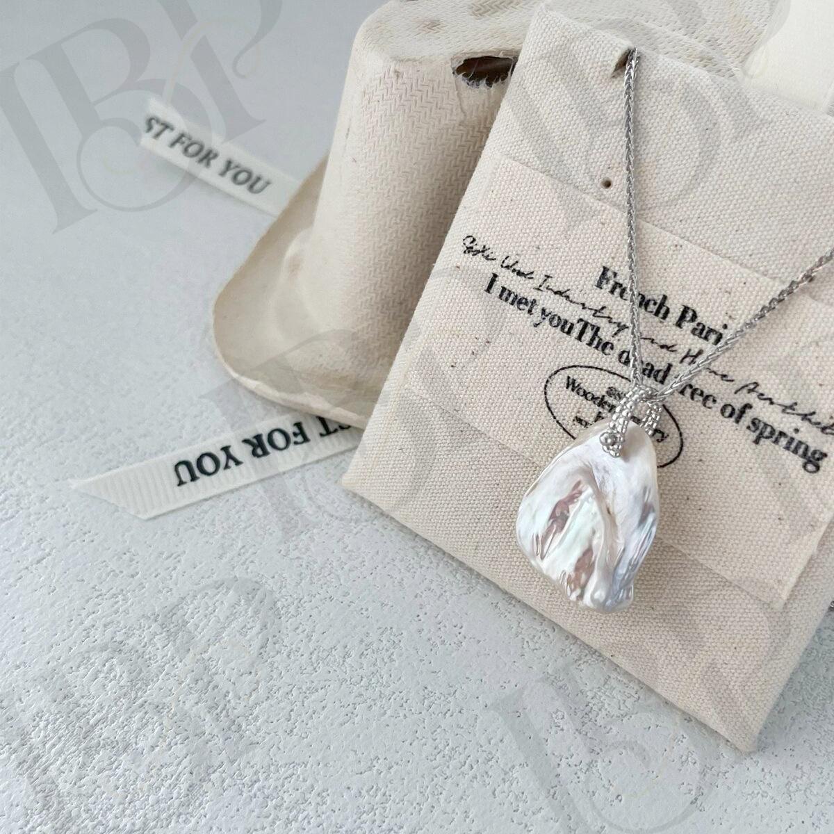 Keshi Pearl Pendant Necklace - Sterling Silver - Irregular Beauty Pearl