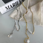 Baroque Pearl Herringbone Necklace - 14k Gold Filled or Sterling Silver - Irregular Beauty Pearl