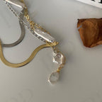Baroque Pearl Herringbone Necklace - 14k Gold Filled or Sterling Silver - Irregular Beauty Pearl