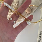 Baroque Pearl Herringbone Necklace - 14k Gold Filled or Sterling Silver - Irregular Beauty Pearl