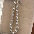 Large Baroque Pearl Beaded Necklace - 925 Sterling Silver - Irregular Beauty Pearl