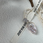 Jumbo Baroque Pearl Pendant Necklace - 925 Sterling Silver Seed Pearl Strand - Irregular Beauty Pearl