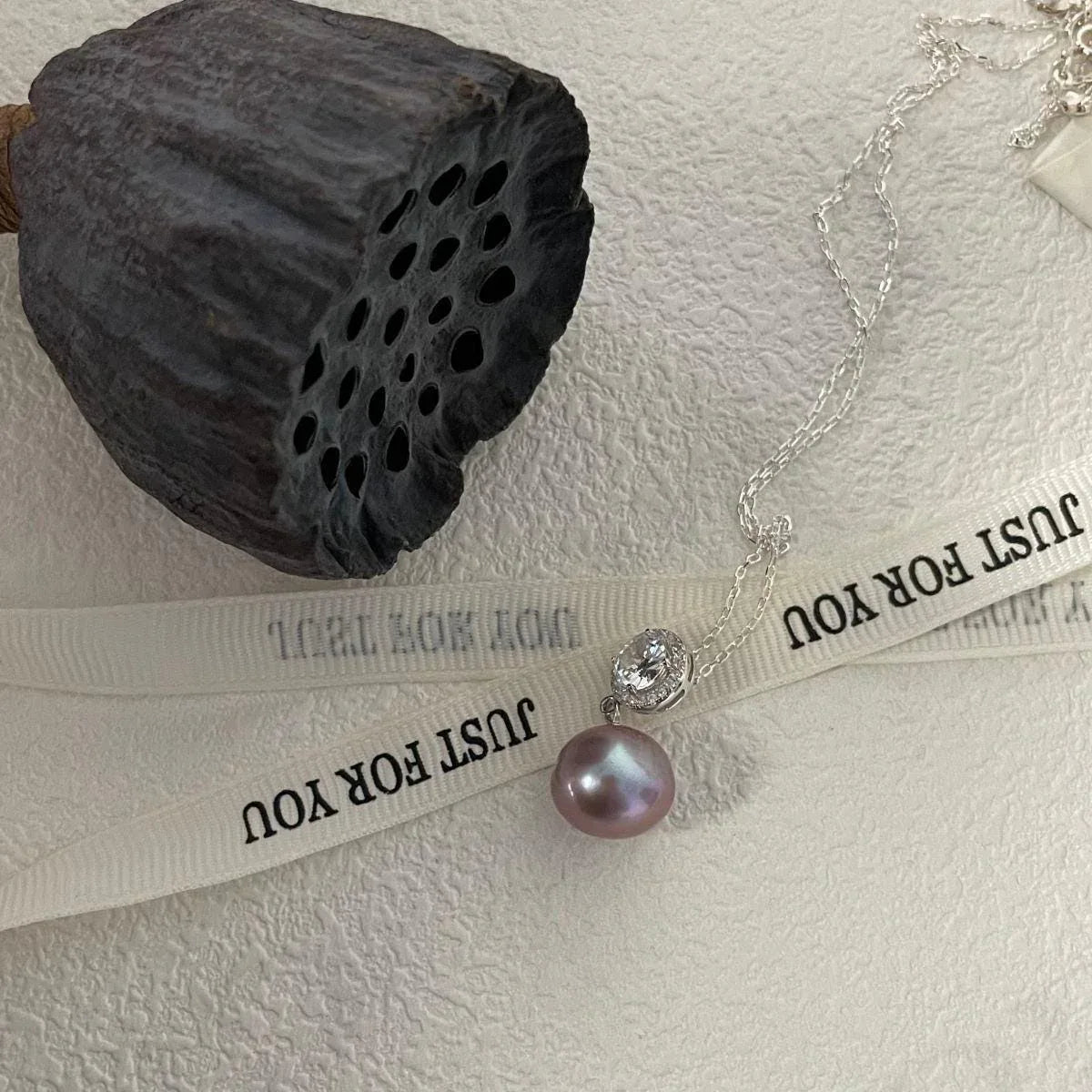 Purple Pearl Necklace - 925 Sterling Silver - Irregular Beauty Pearl