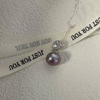 Purple Pearl Necklace - 925 Sterling Silver - Irregular Beauty Pearl