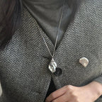 Large Grey Baroque Pearl Necklace - Rhodium Plated Sterling Silver - Irregular Beauty Pearl