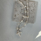 Natural Baroque Pearl Cross Pendant Necklace - Handmade Freshwater Pearl Jewelry - Irregular Beauty Pearl