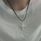Natural Baroque Pearl Cross Pendant Necklace - Handmade Freshwater Pearl Jewelry - Irregular Beauty Pearl