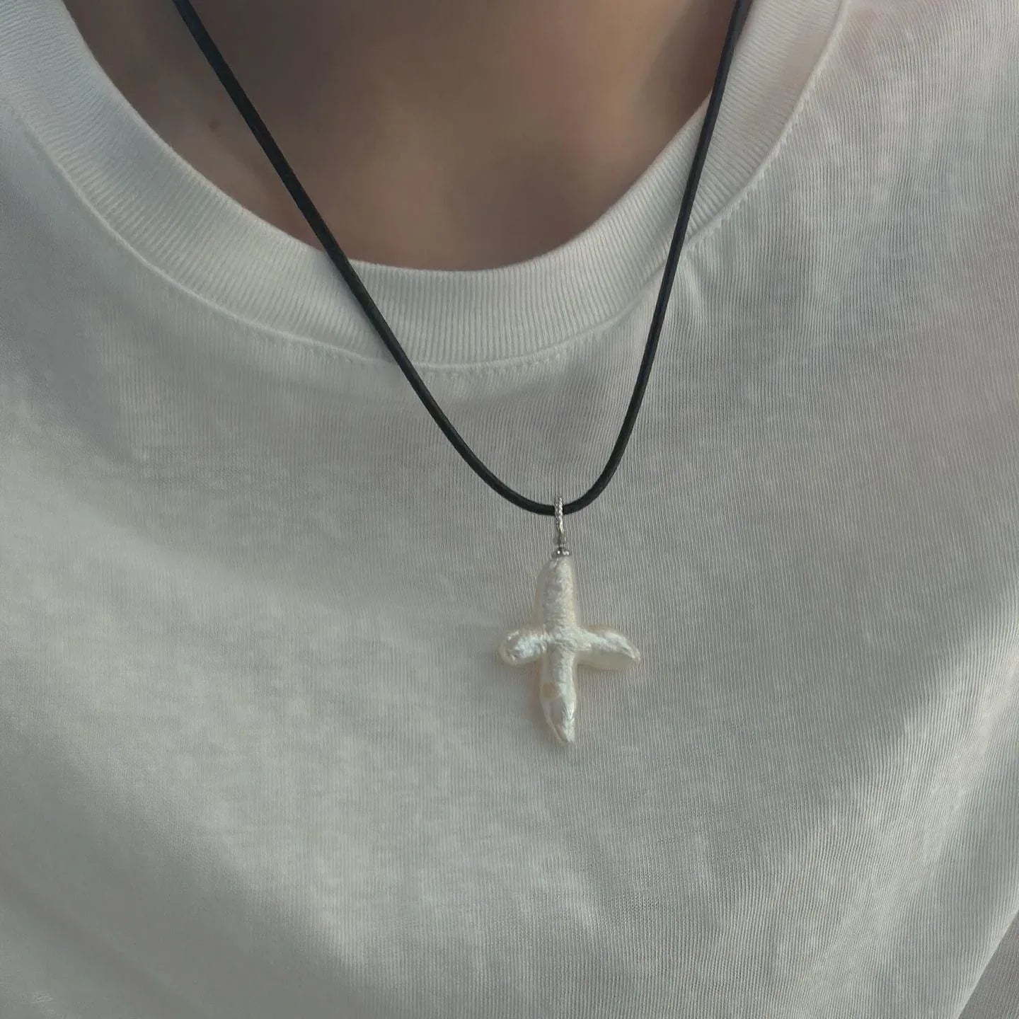 Natural Baroque Pearl Cross Pendant Necklace - Handmade Freshwater Pearl Jewelry - Irregular Beauty Pearl