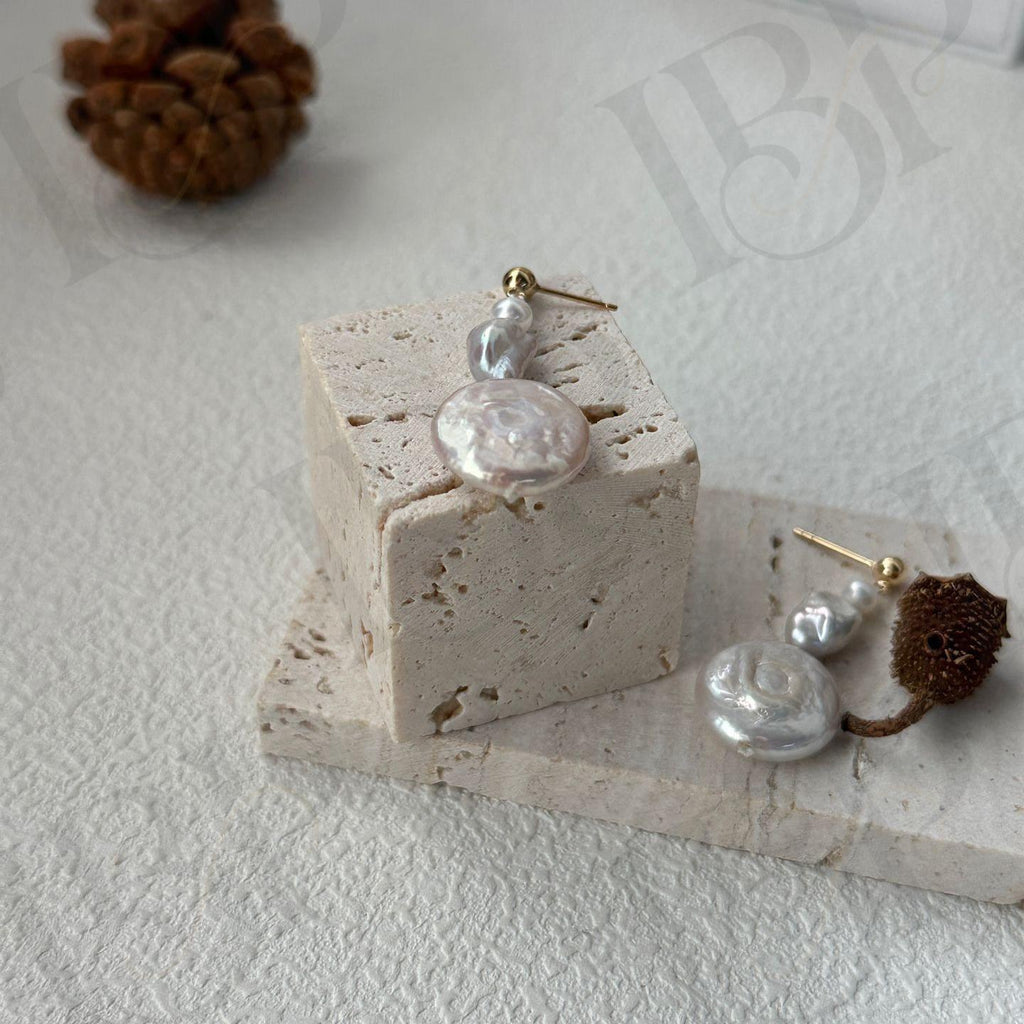 14k Gold Filled Pearl Drop Earrings - Irregular Beauty Pearl