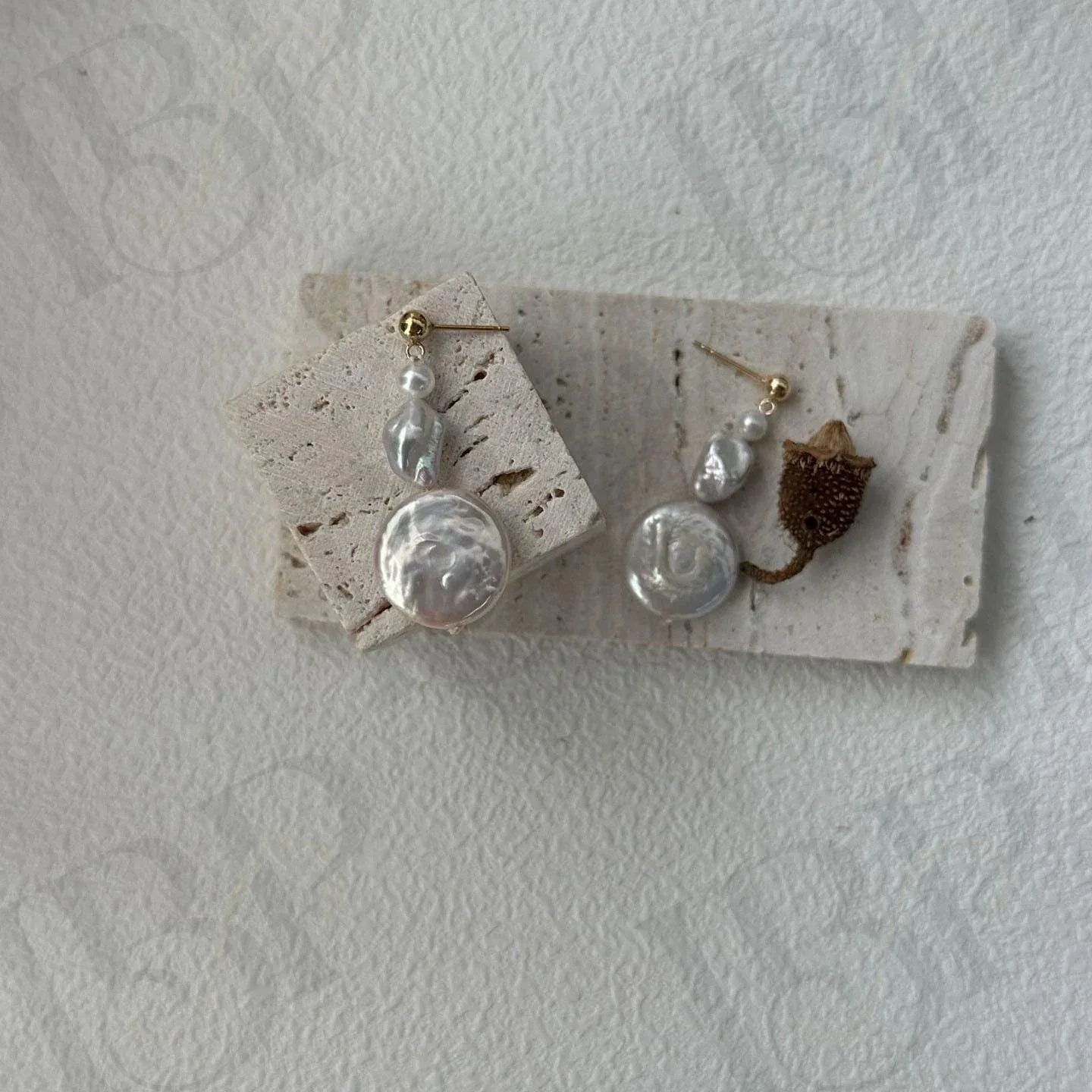 14k Gold Filled Pearl Drop Earrings - Irregular Beauty Pearl