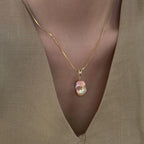 Large Baroque Pearl Necklace - Iridescent Fireball Pendant - Irregular Beauty Pearl