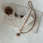 Baroque Fireball Pearl Necklace – Garnet Beads - Irregular Beauty Pearl