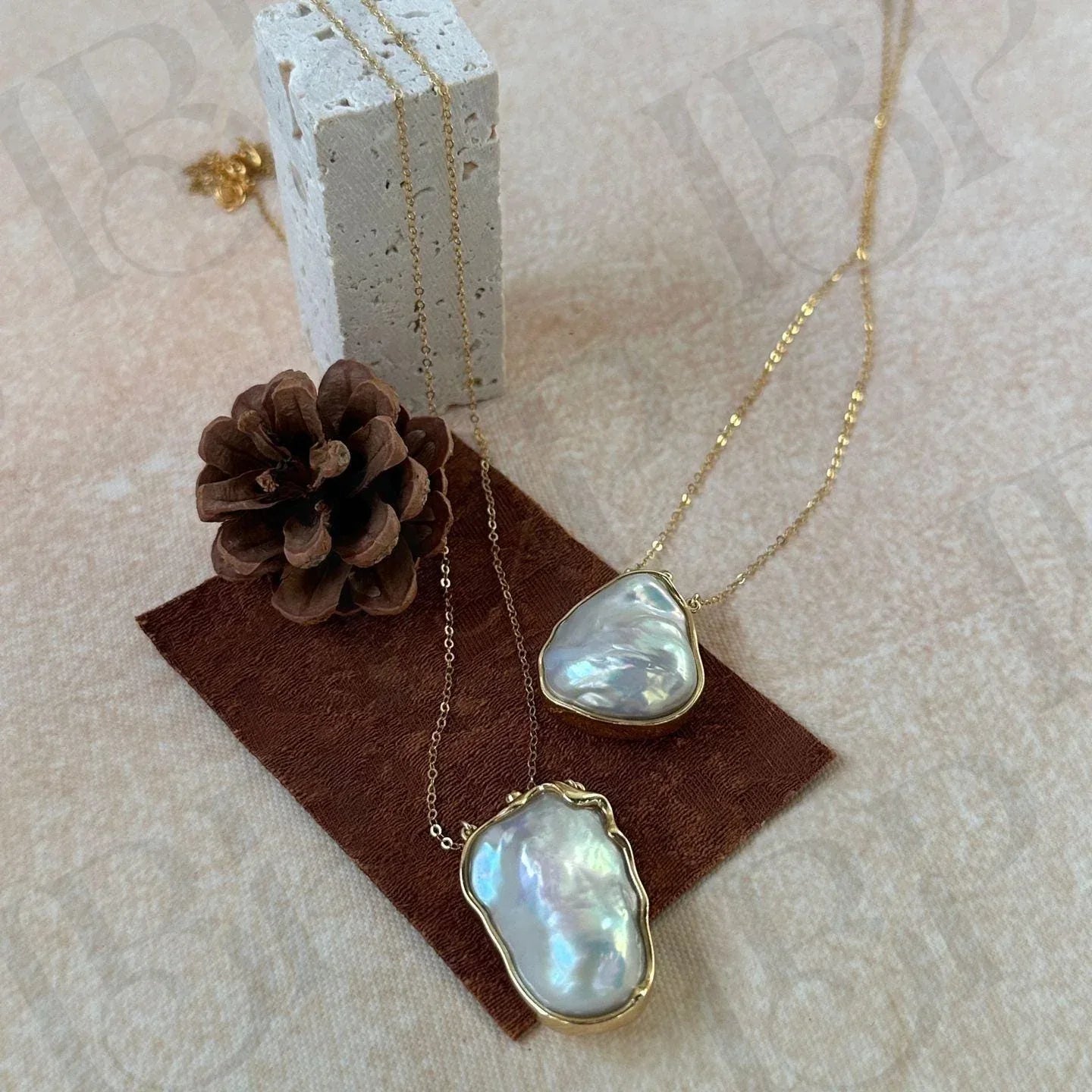 Large Baroque Pearl Necklace - 14k Gold Filled Chain - Irregular Beauty Pearl