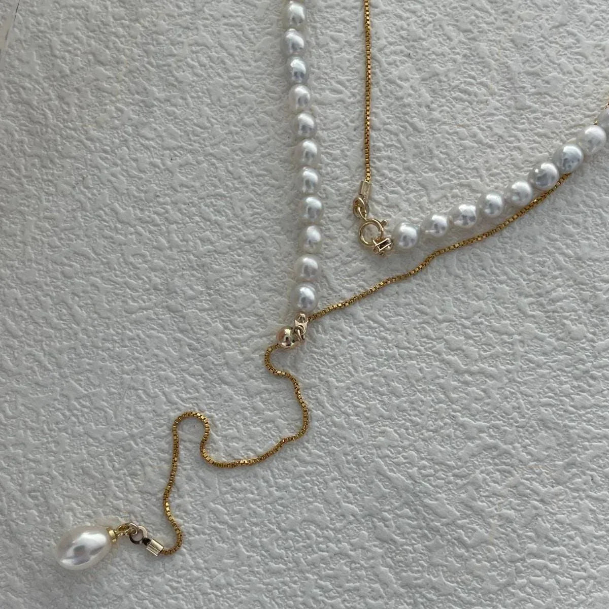 Adjustable Pearl Beaded Necklace - 14k Gold Filled Lariat - Irregular Beauty Pearl