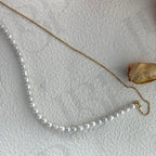Adjustable Pearl Beaded Necklace - 14k Gold Filled Lariat - Irregular Beauty Pearl