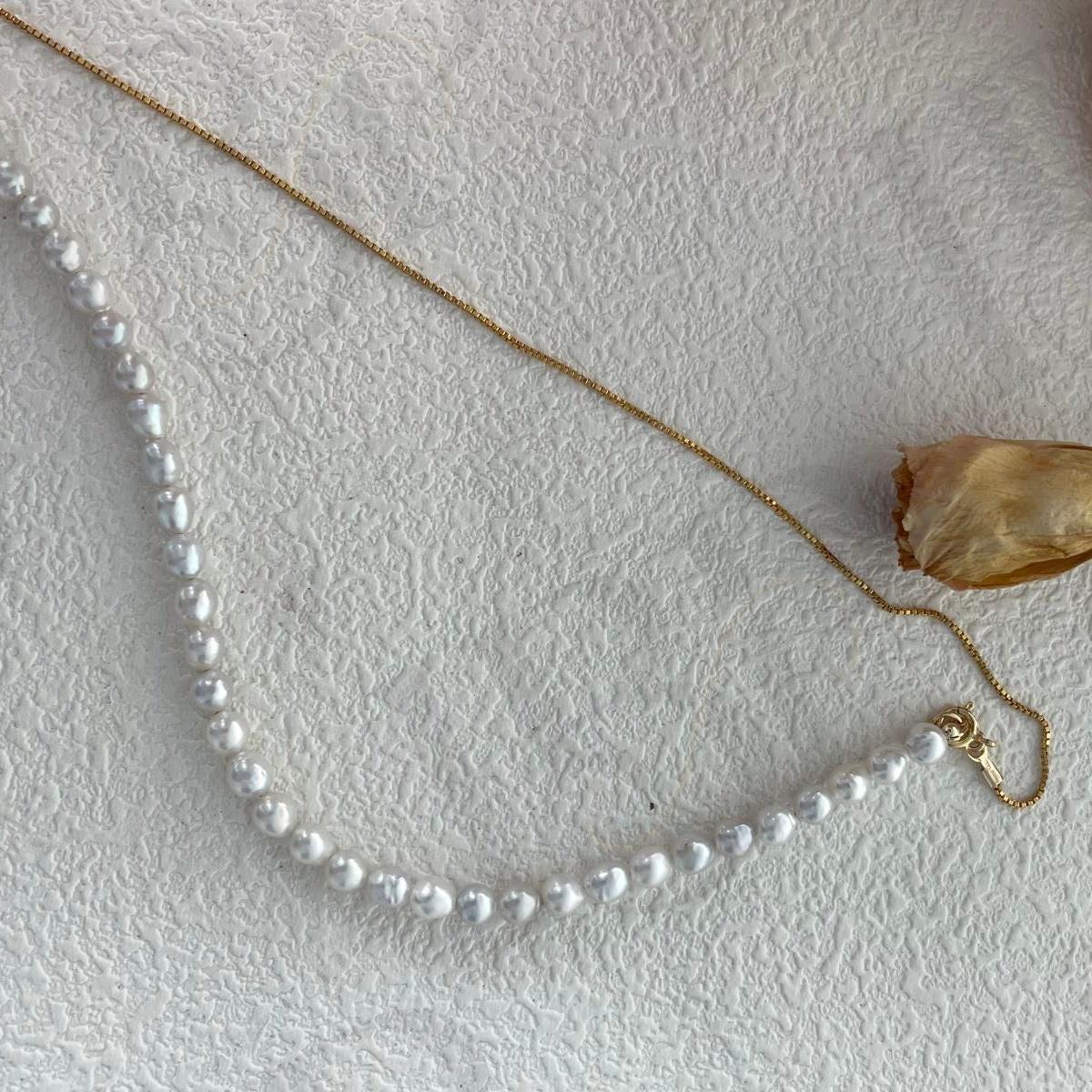 Adjustable Pearl Beaded Necklace - 14k Gold Filled Lariat - Irregular Beauty Pearl