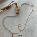 Adjustable Pearl Beaded Necklace - 14k Gold Filled Lariat - Irregular Beauty Pearl