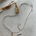 Adjustable Pearl Beaded Necklace - 14k Gold Filled Lariat - Irregular Beauty Pearl