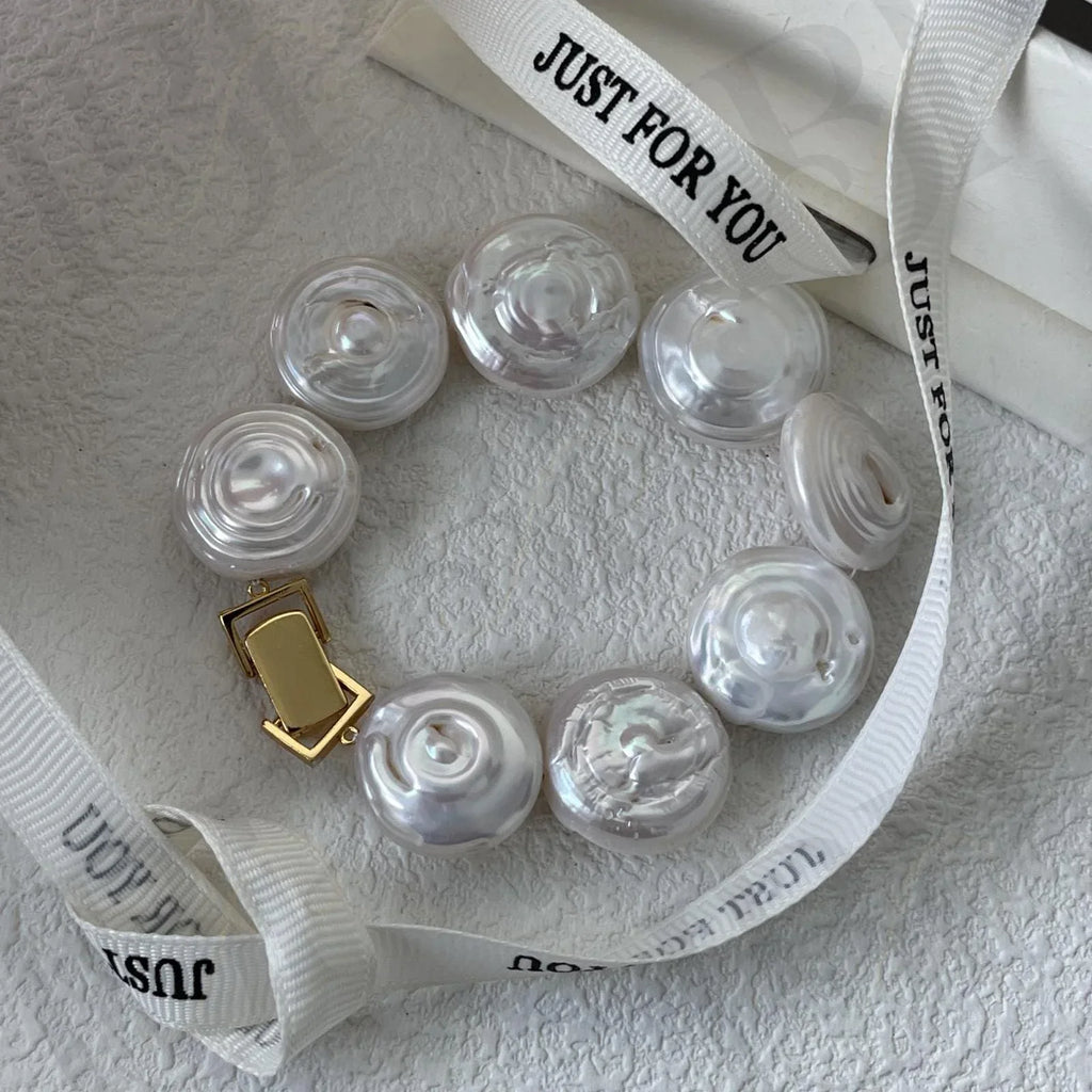 Coin Pearl Bracelet - 18k Gold Vermeil Clasp - Irregular Beauty Pearl