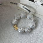 Coin Pearl Bracelet - 18k Gold Vermeil Clasp - Irregular Beauty Pearl