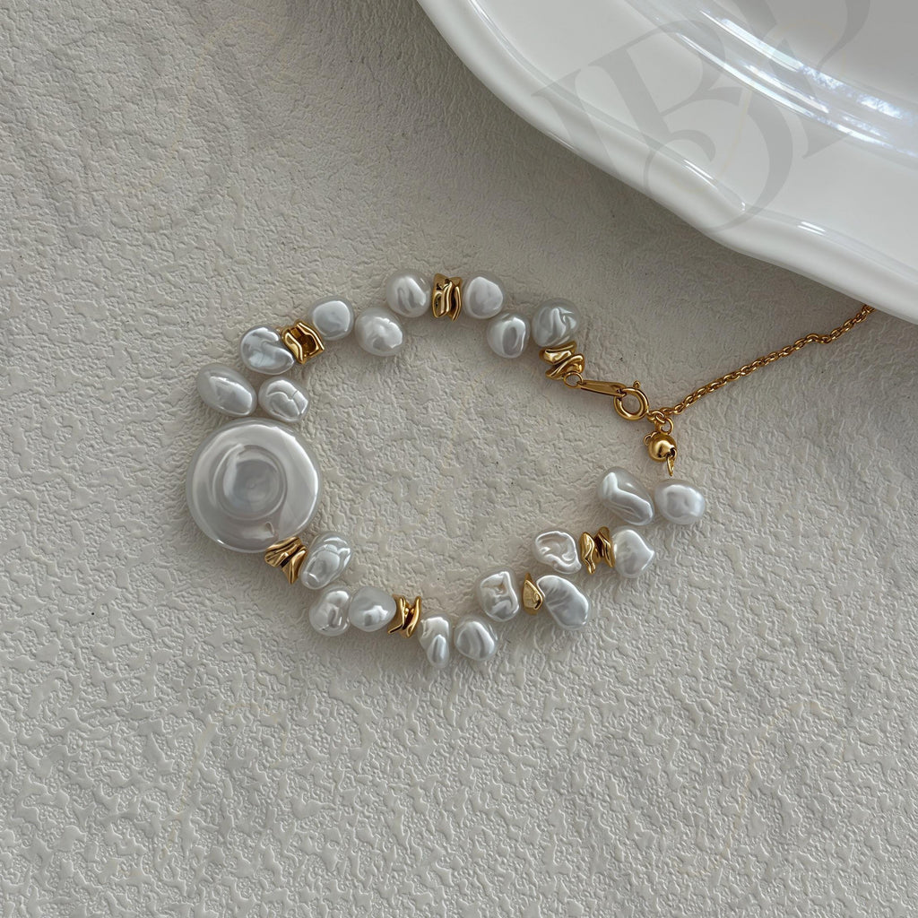Large Disc Keshi Pearl Bracelet - Irregular Beauty Pearl