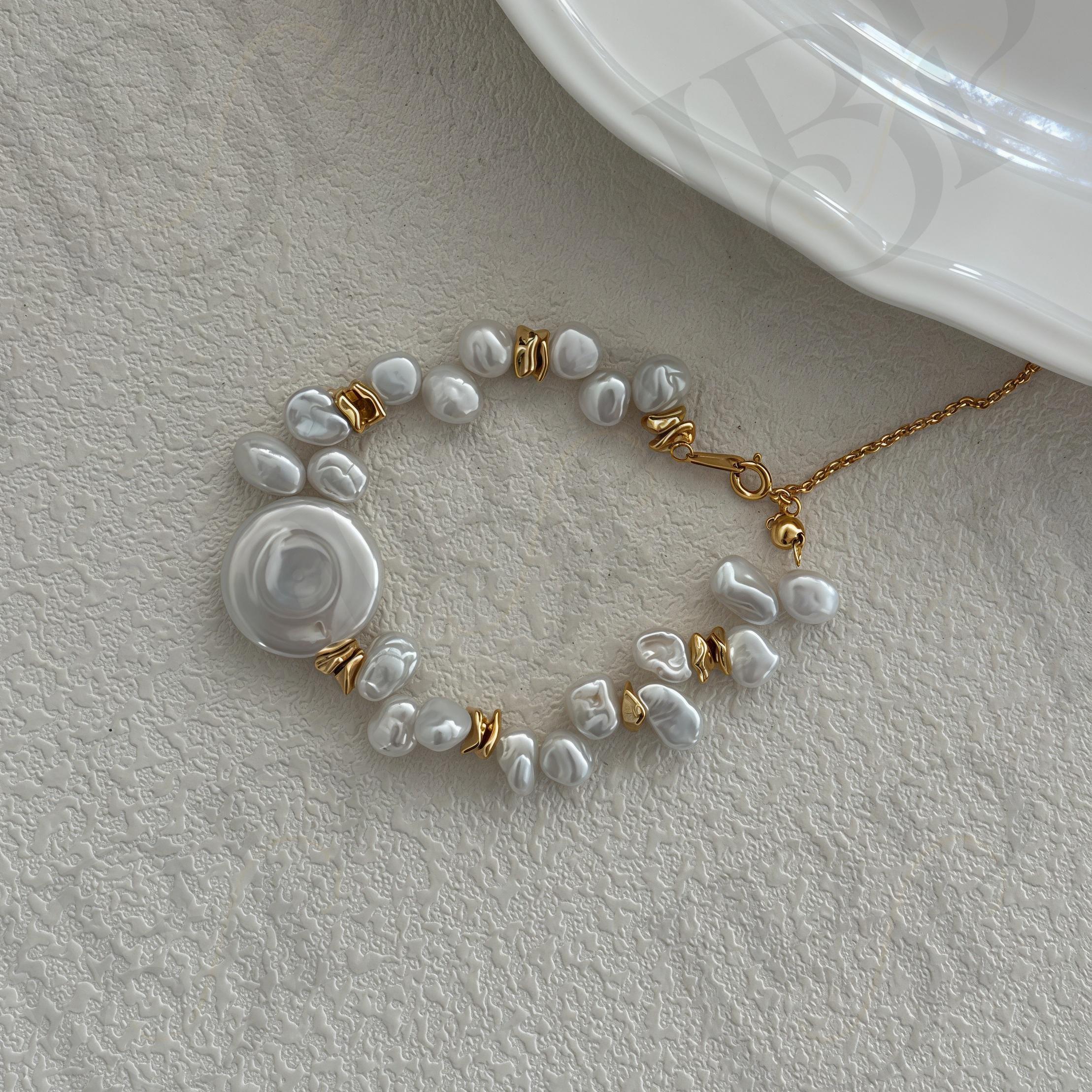 Large Disc Keshi Pearl Bracelet - Irregular Beauty Pearl