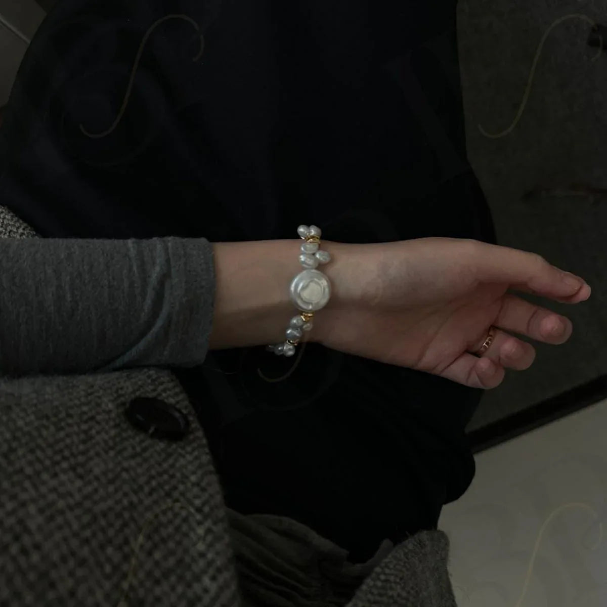 Large Disc Keshi Pearl Bracelet - Irregular Beauty Pearl