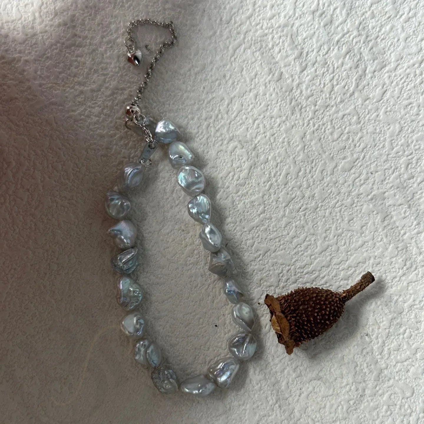 Blue Blood Pearl Bracelet - 925 Sterling Silver - Irregular Beauty Pearl