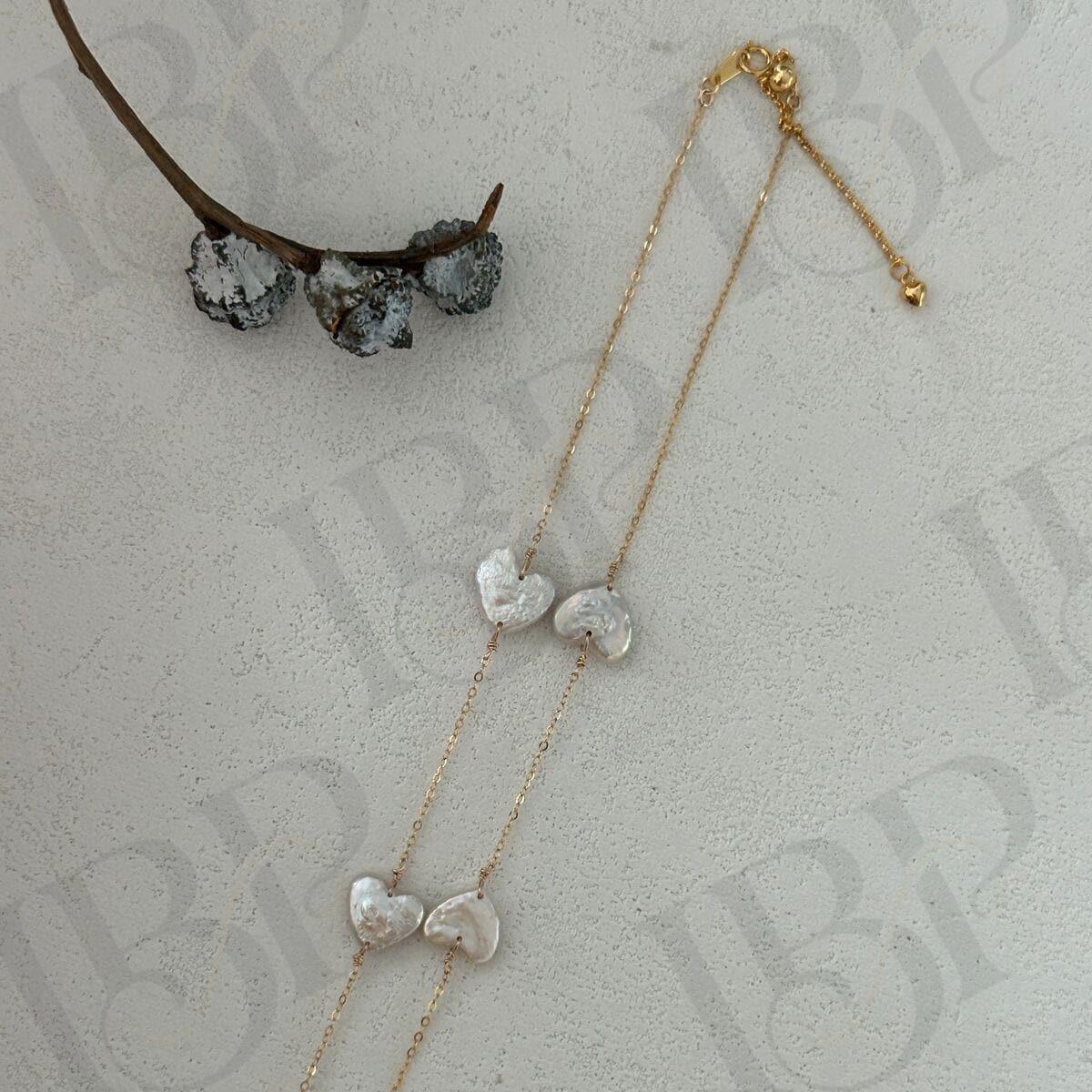 Heart Pearl Beaded Necklace - Irregular Beauty Pearl