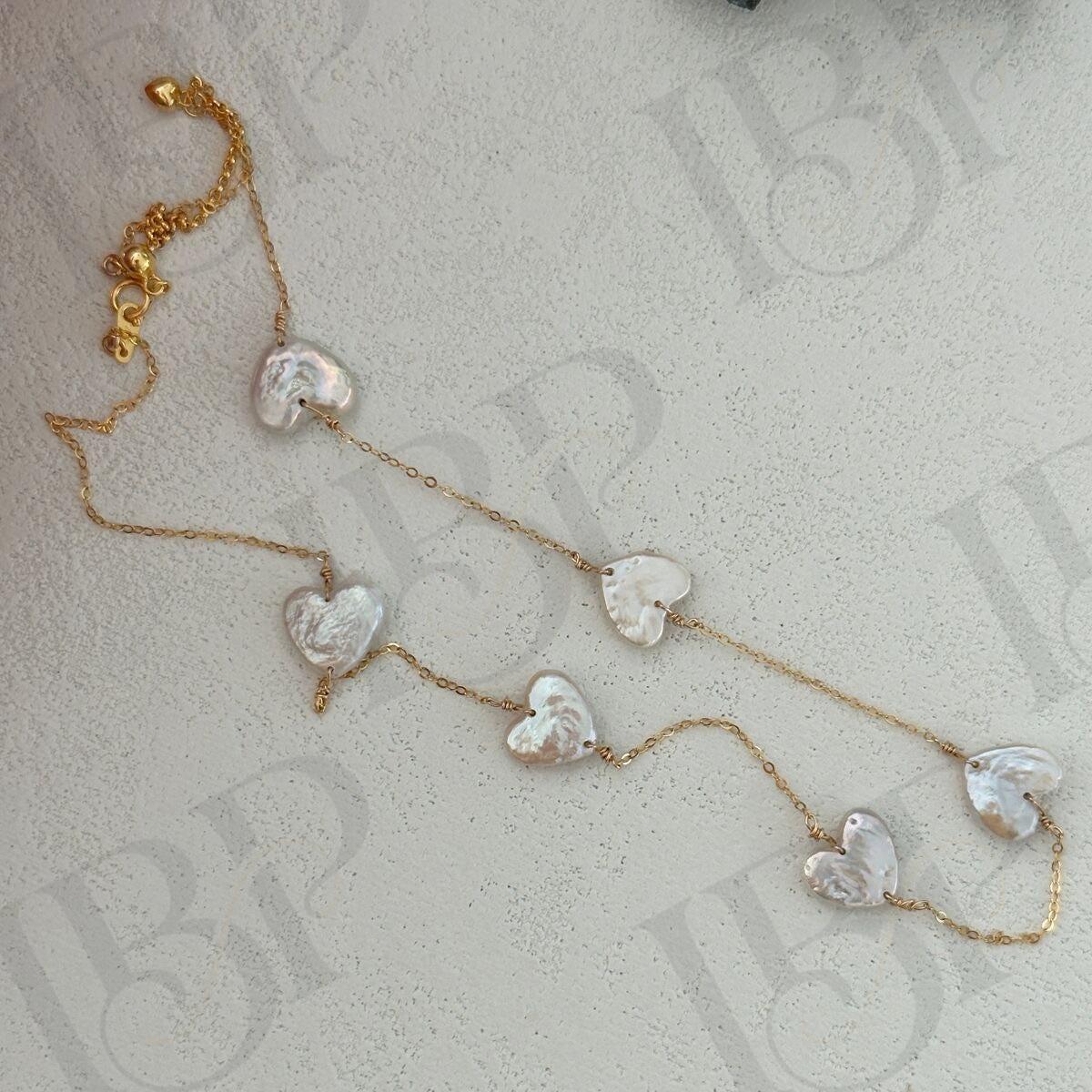 Heart Pearl Beaded Necklace - Irregular Beauty Pearl