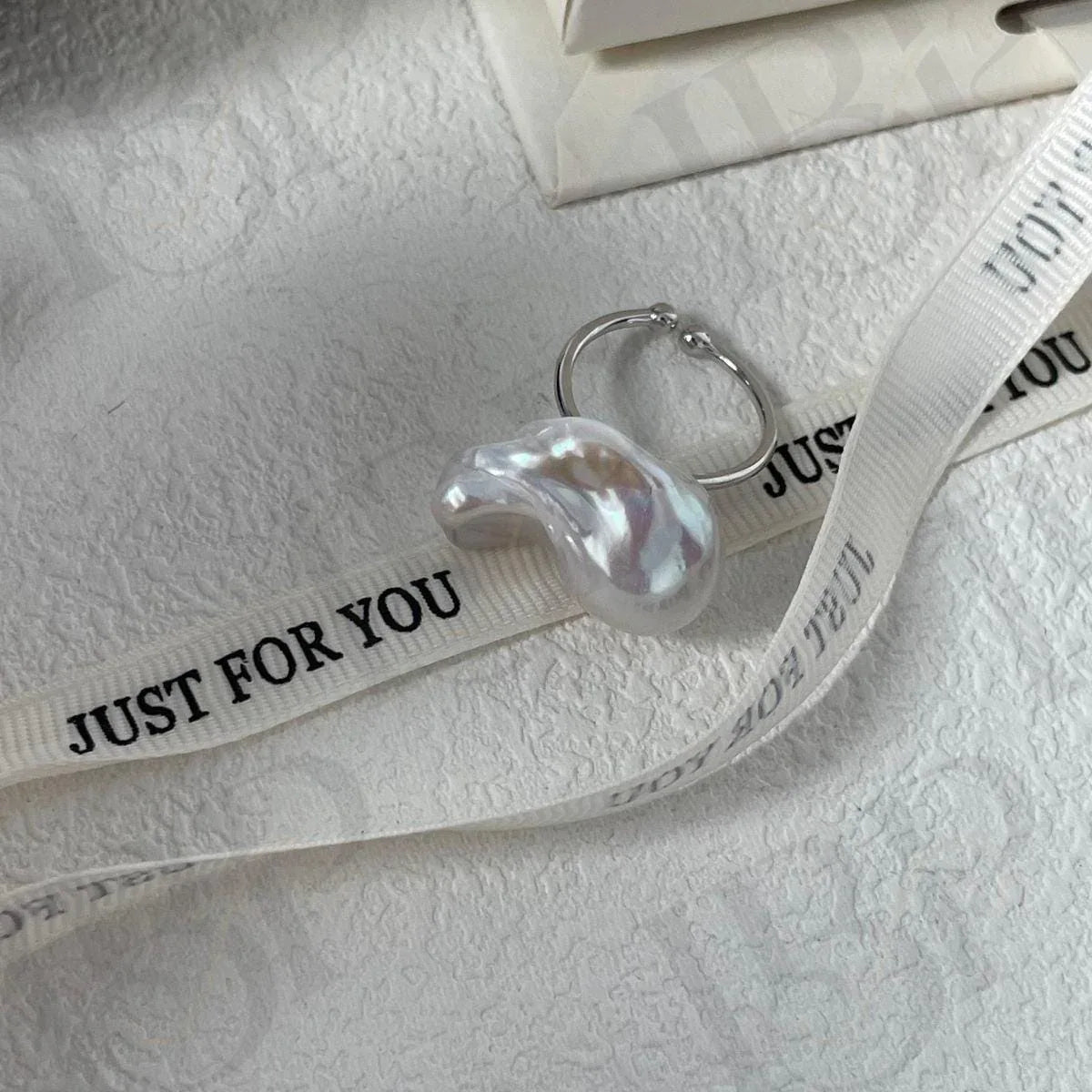 Large Baroque Pearl Ring - Sterling Silver Adjustable Statement Jewelry - Irregular Beauty Pearl