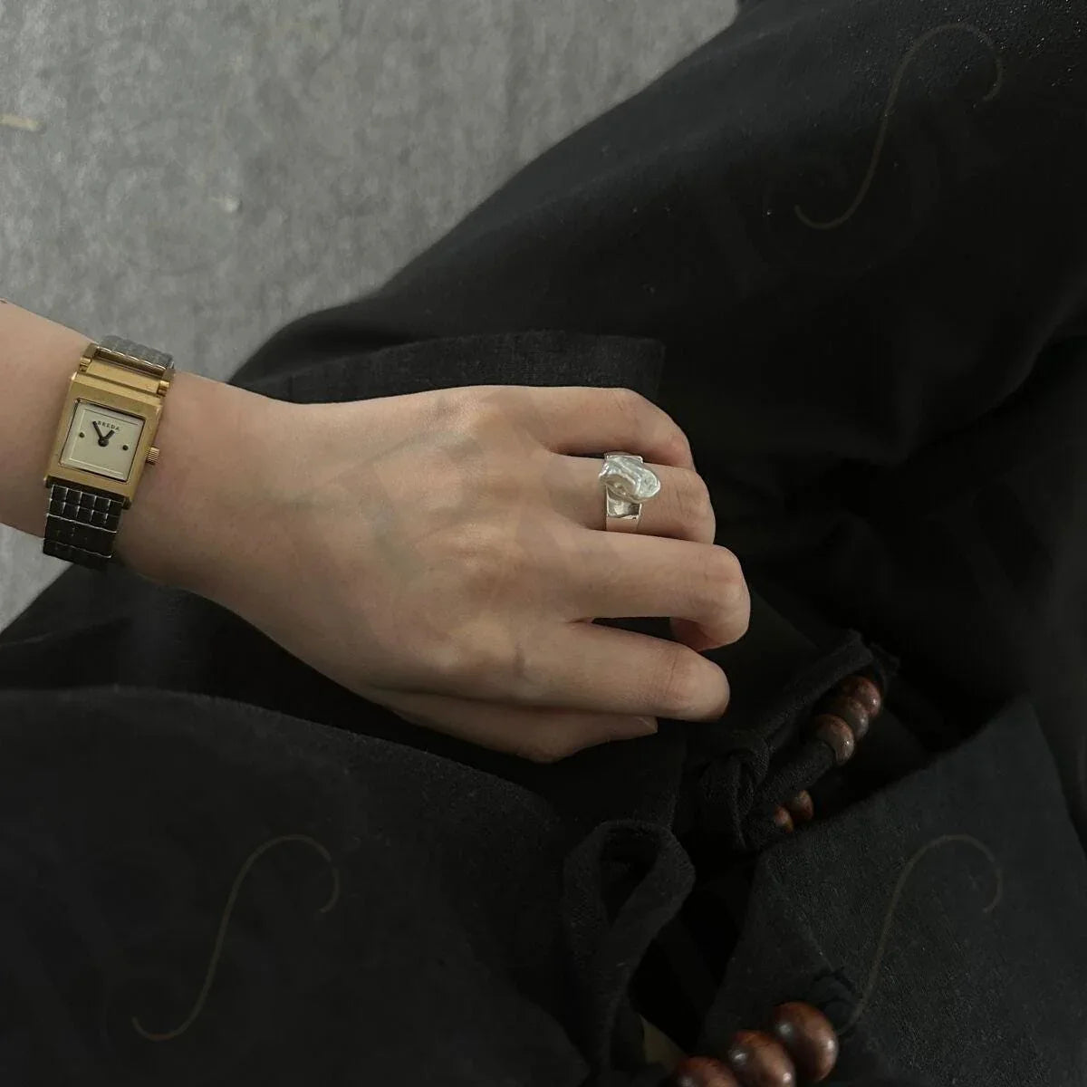 Large Keshi Pearl Ring - Adjustable 925 Sterling Silver Band - Irregular Beauty Pearl