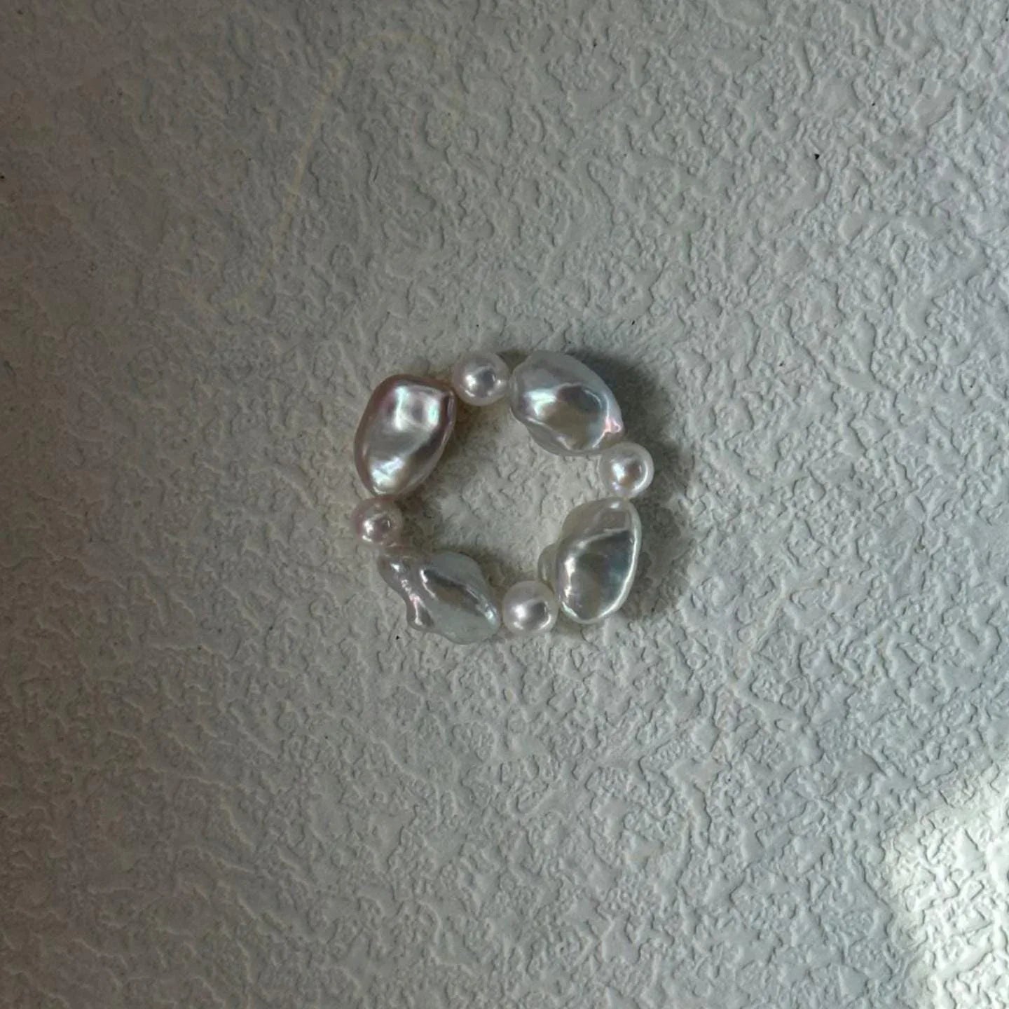 Baroque Pearl Ring - 925 Sterling Silver Beaded Band - Irregular Beauty Pearl