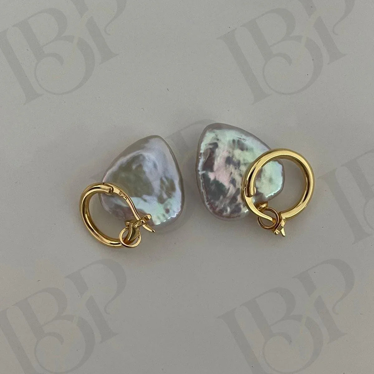 Baroque Pearl Hoop Earrings - 18k Gold Vermeil Sterling Silver Dangles - Irregular Beauty Pearl