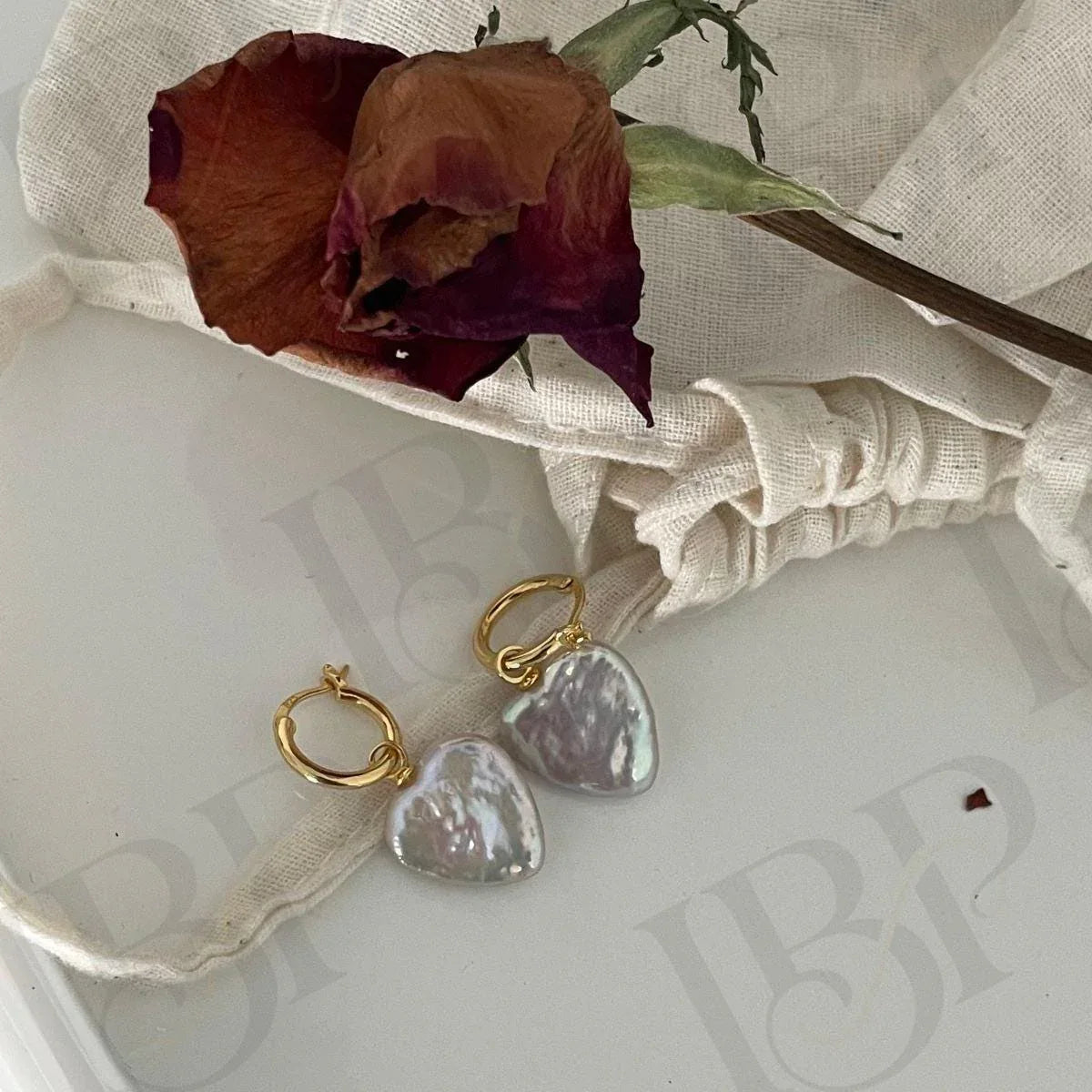 Baroque Pearl Hoop Earrings - 18k Gold Vermeil Sterling Silver Dangles - Irregular Beauty Pearl
