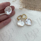 Baroque Pearl Hoop Earrings - 18k Gold Vermeil Sterling Silver Dangles - Irregular Beauty Pearl