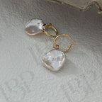 Baroque Pearl Hoop Earrings - 18k Gold Vermeil Sterling Silver Dangles - Irregular Beauty Pearl