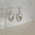 Asymmetrical Baroque Pearl Drop Earrings - Sterling Silver Dangles - Irregular Beauty Pearl