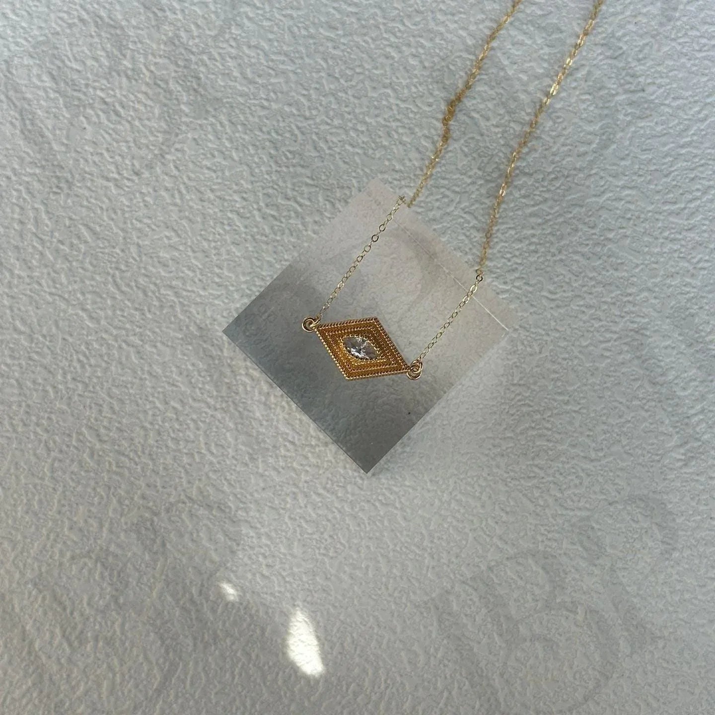 Gold Vermeil Evil Eye Necklace – Marquise Zirconia & Seed Pearl - Irregular Beauty Pearl