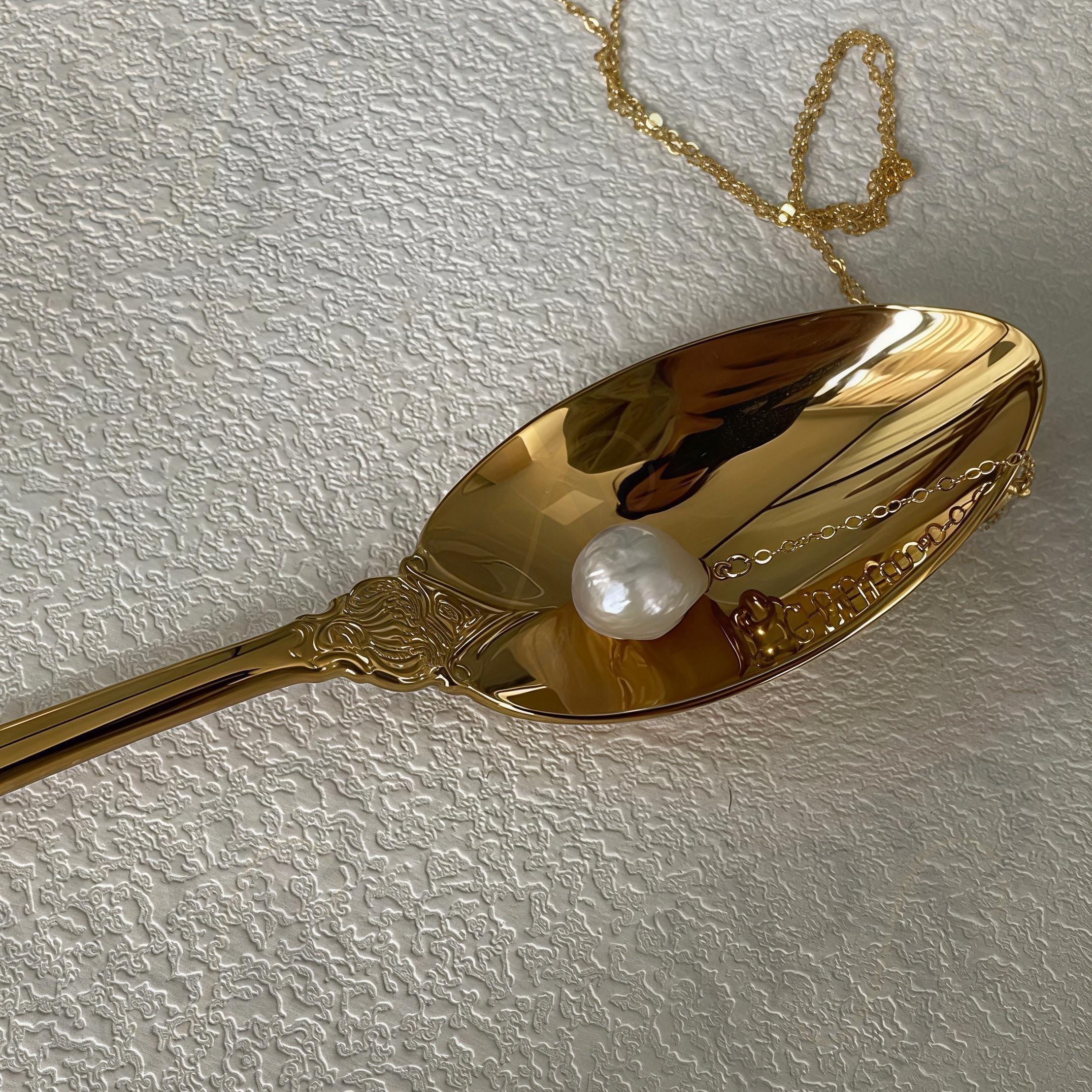 Baroque Pearl Y-Necklace - 14k Gold Filled Lariat with CZ - Irregular Beauty Pearl