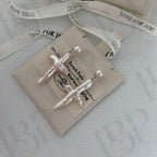 Baroque Pearl Cross Earrings - Sterling Silver Religious Jewelry - Irregular Beauty Pearl