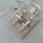 Baroque Pearl Cross Earrings - Sterling Silver Religious Jewelry - Irregular Beauty Pearl