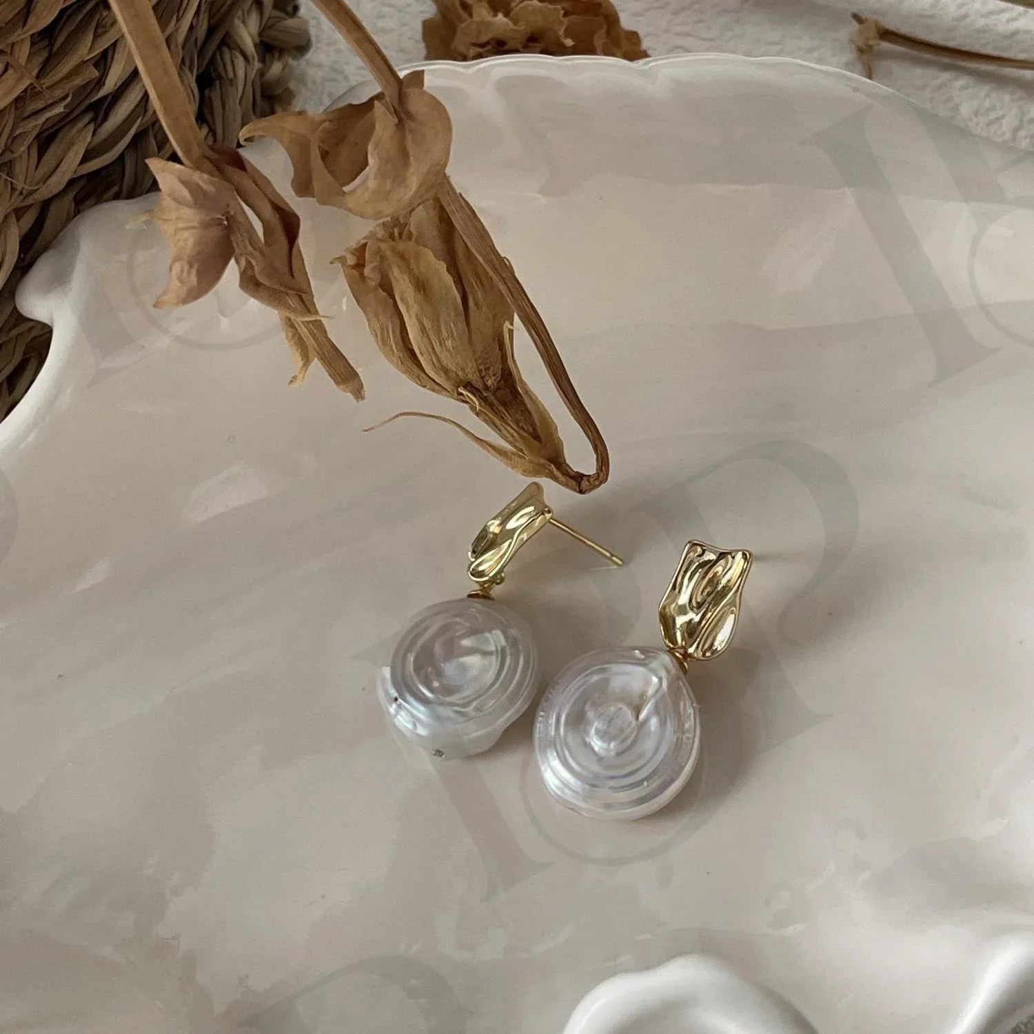 Baroque Pearl Drop Earrings – 14k Gold Filled - Irregular Beauty Pearl